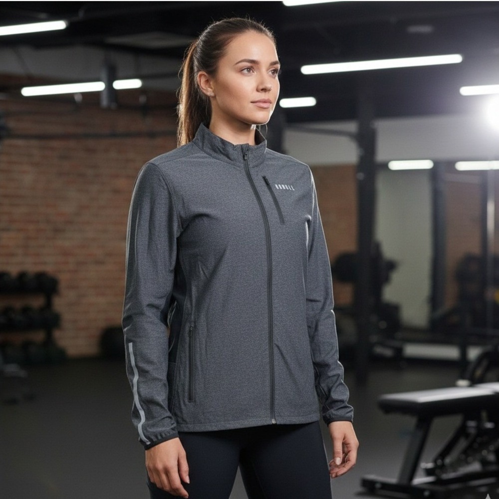 NOBULL 4-Way Stretch Woven Jacket Women's Size XL Graphite Running Workout Gym